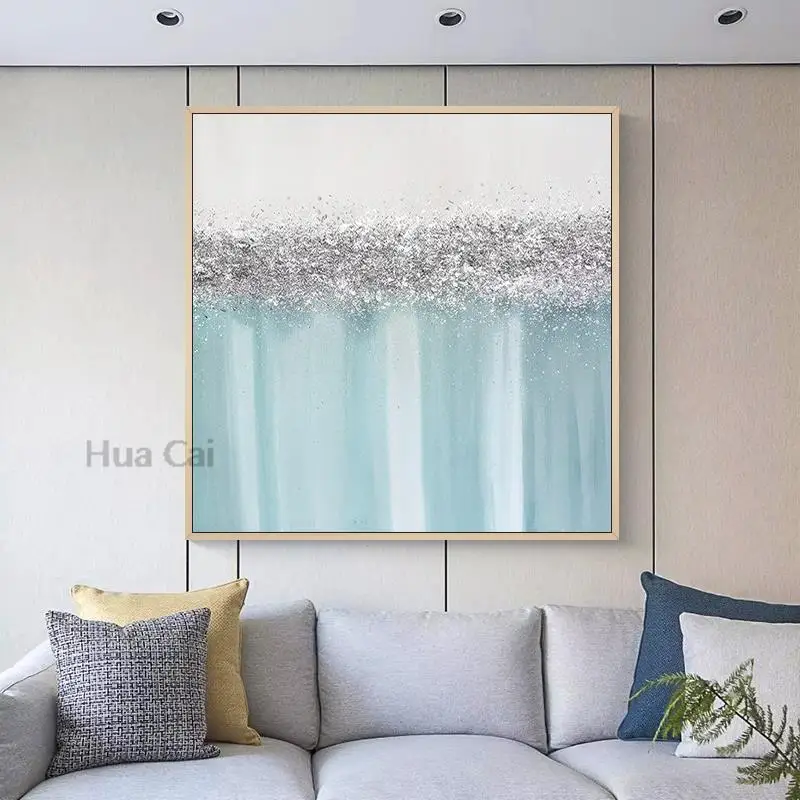 

Frameless Decoration Pictures Canvas Silver Textured Oil Painting Abstract Art Home Decor Handmade Wall Artwork One-Pieces