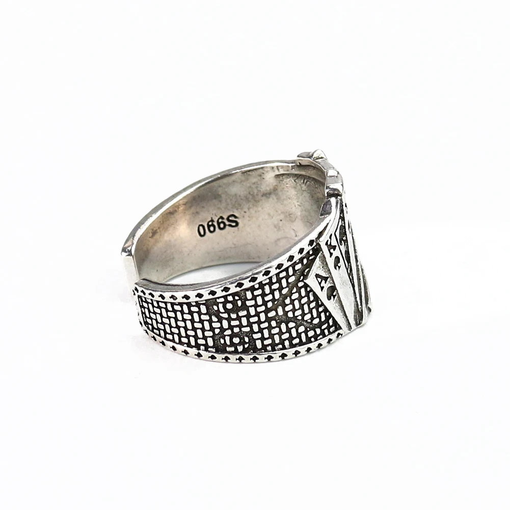 LUCKY Poker Punk Silver Poker Ring Stainless Steel Lucky Amulet Finger Ring Straight Flush Playing Rock Jewelry