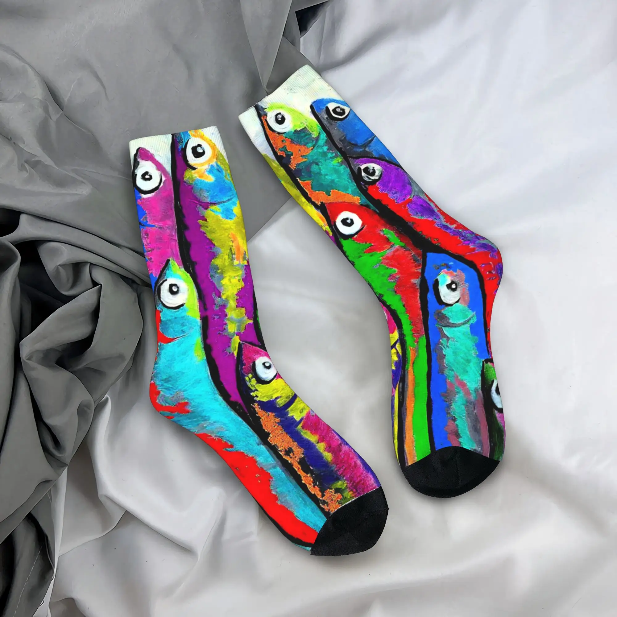 Fish Bait Stockings Colorful Printed Fish Fishing Socks Autumn Anti Sweat Socks Adults Men Outdoor Sports Medium Soft Socks