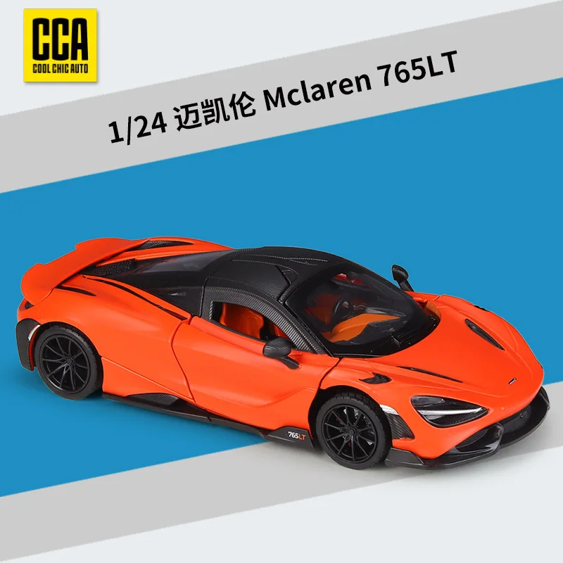 1:24 Mclaren 765lt 765 Lt Sports Car With Sound And Light Functions Simulation Alloy Car Model Toy Gift Collection Display