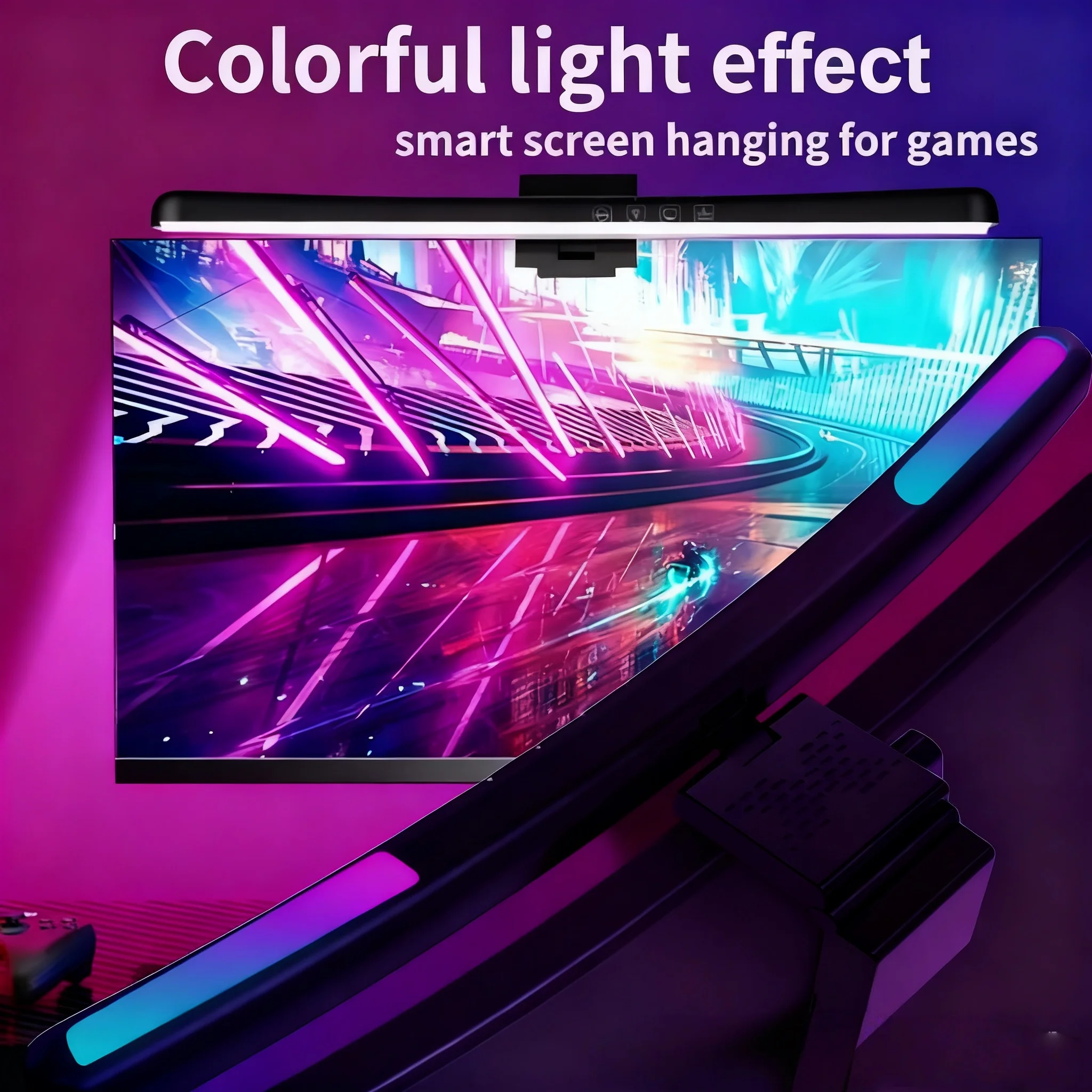 

Изогнутая световая панель монитора, RGB-подсветка, лампа для экрана компьютера, двойной источник света с сенсорным управлением, настольная лампа для игр в домашнем офисе