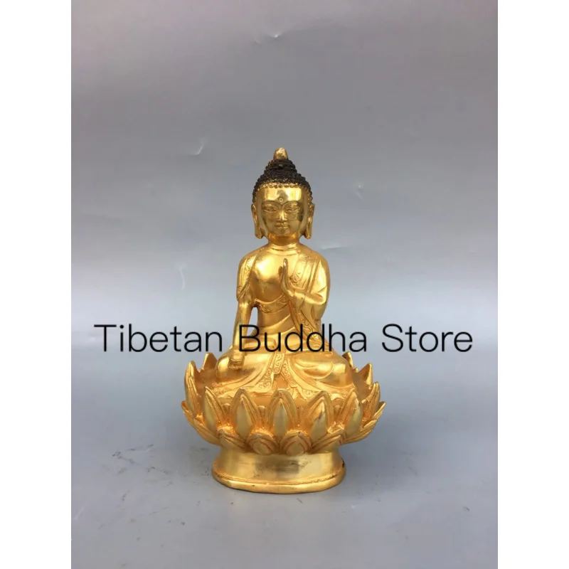 

19cm Tibetan brass gilded Buddha statue ornament of Shakyamuni Buddha