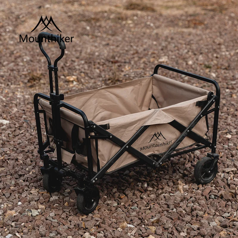 Outdoor Camping Trolley Mountainhiker Travel Picnic Beige Trolley Foldable Push-pull Convenient Camping Trolley
