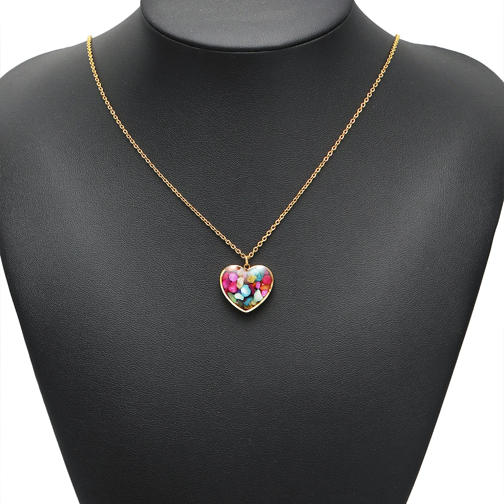 4 قطع الفولاذ المقاوم للصدأ القلب الأحجار الكريمة سحر المعلقات الراتنج شفافة السائبة DIY بها بنفسك صنع المجوهرات قلادة سوار الديكور