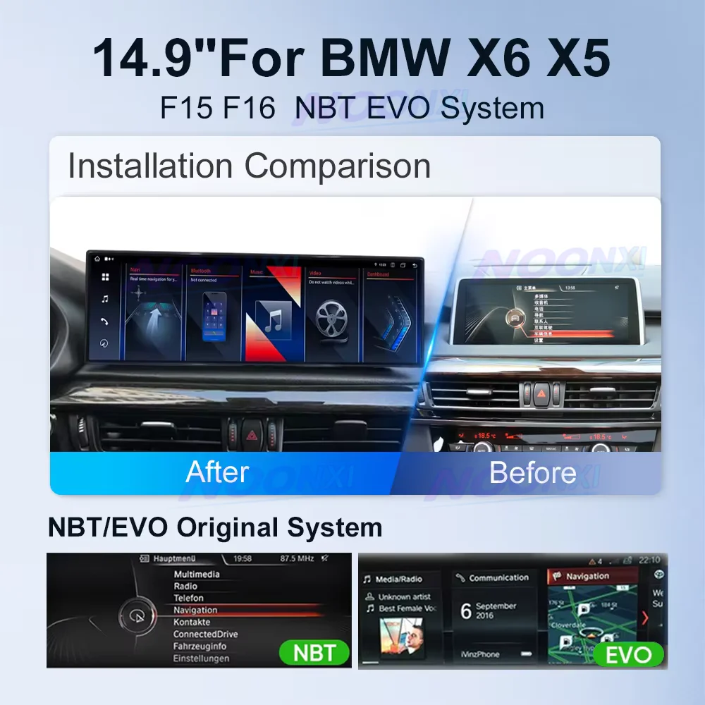 

14.9" Car Radio Android 14 For BMW X5 F15 X6 F16 NBT EVO System Screen Wireless CarPlay Android Auto Multimedia Player Head Unit