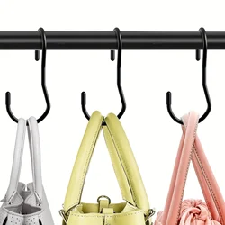 6/8/10pcs S Twist Design Hooks Space Saving for Hanging Clothes, Bags, Plants, Pans, and Flower Pots (Black)