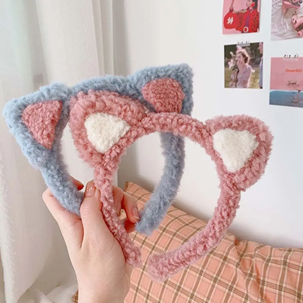 Women Kids Hair Accessories Plush Ears Cat Ears Fluffy Washing Face Cat Ears Hair Bands Hair Hoop Korean Style Plush Headbands