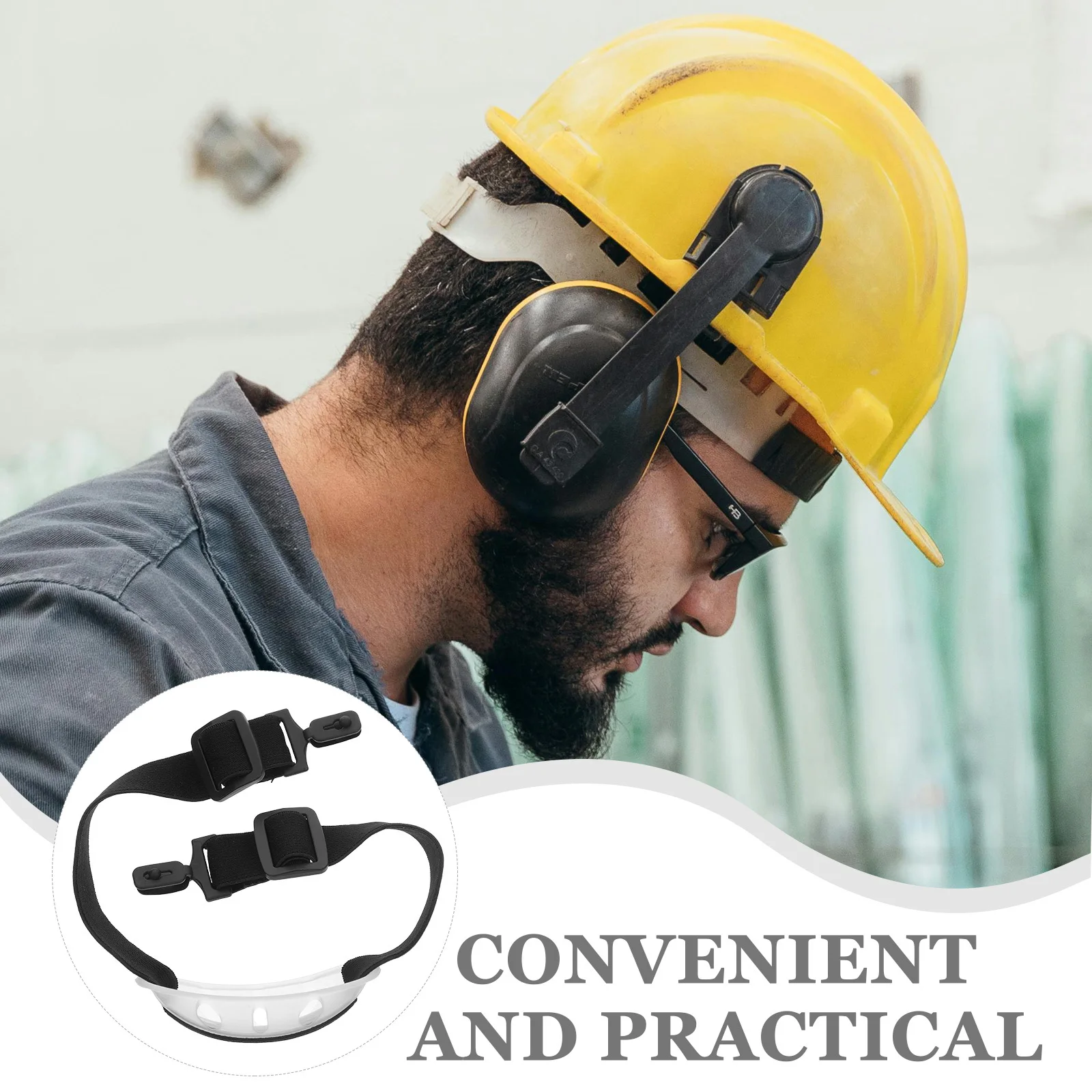 2Pcs Adjustable Hard Hat Chin Straps Secure Fit Durable Elastic Safety Chin Guard for Construction Industrial Outdoor Use