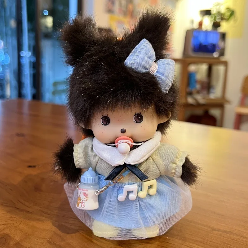 متوفر في المخزون لعبة دمية Monchhichi فستان عصري لطيف تمثال أنيمي سطح المكتب الحلي حقيبة فتاة قلادة الديكور هدية عيد ميلاد