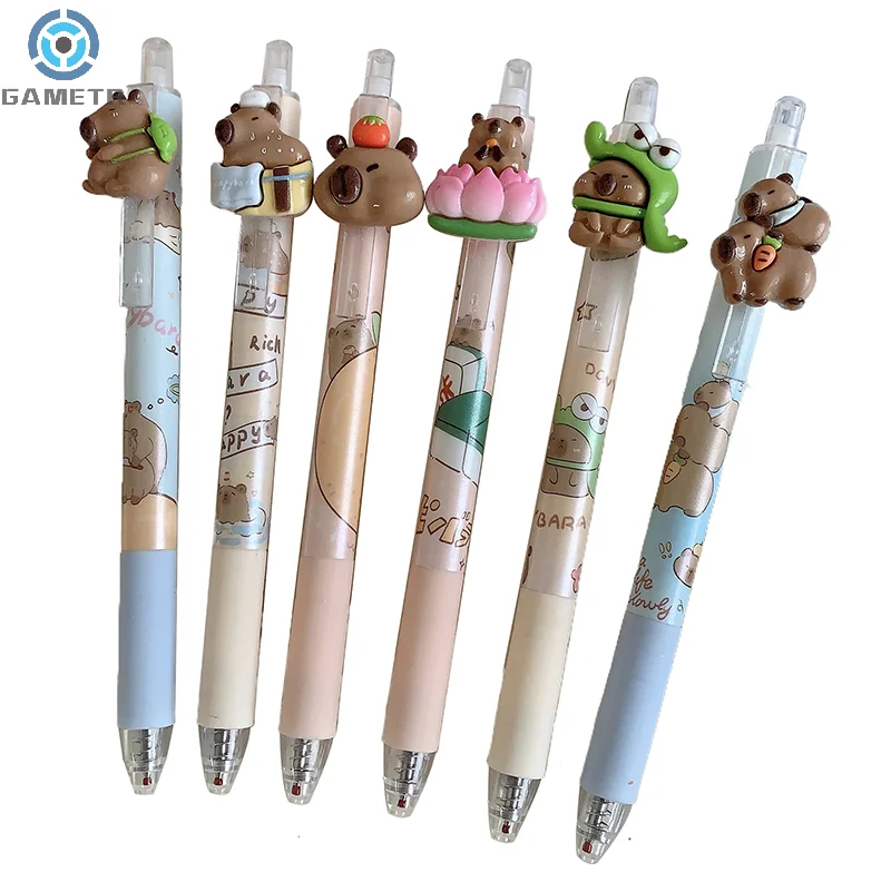 1PC Kawaii Cartoon Capybara Black Ink Pen Quick Drying Gel Pen School Office Supplies Stationery Gift Students Cute Gel Pen