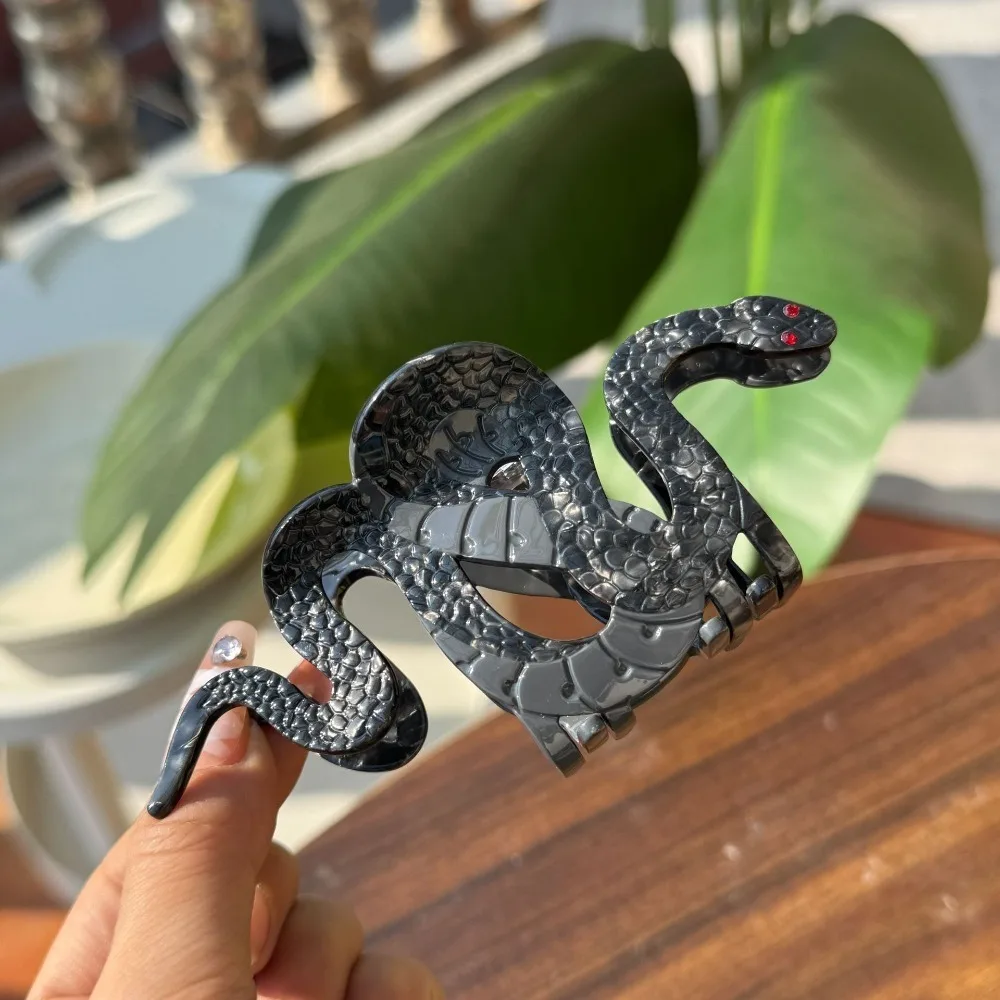 

Fashion Vintage Snake Hair Claw Elegant Acetic Acid Snake Hair Clip Retro Non-slip Acetate Crab Clip Hair Styling Accessory
