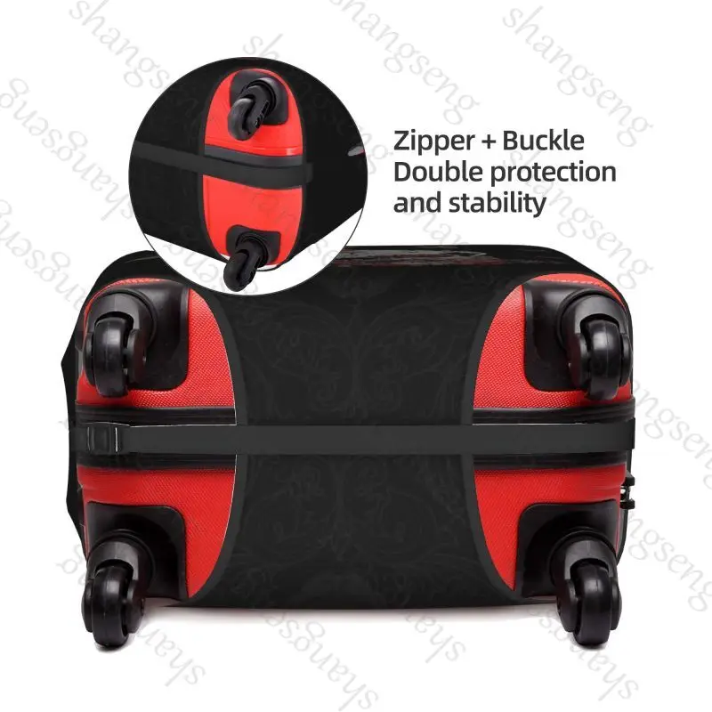 حقيبة واقية لحقيبة السفر مطبوعة على شكل جمجمة مع طباعة وردية، غطاء حقيبة، حماية مرنة، غطاء أمتعة قابل للغسل، 18-32 بوصة #2