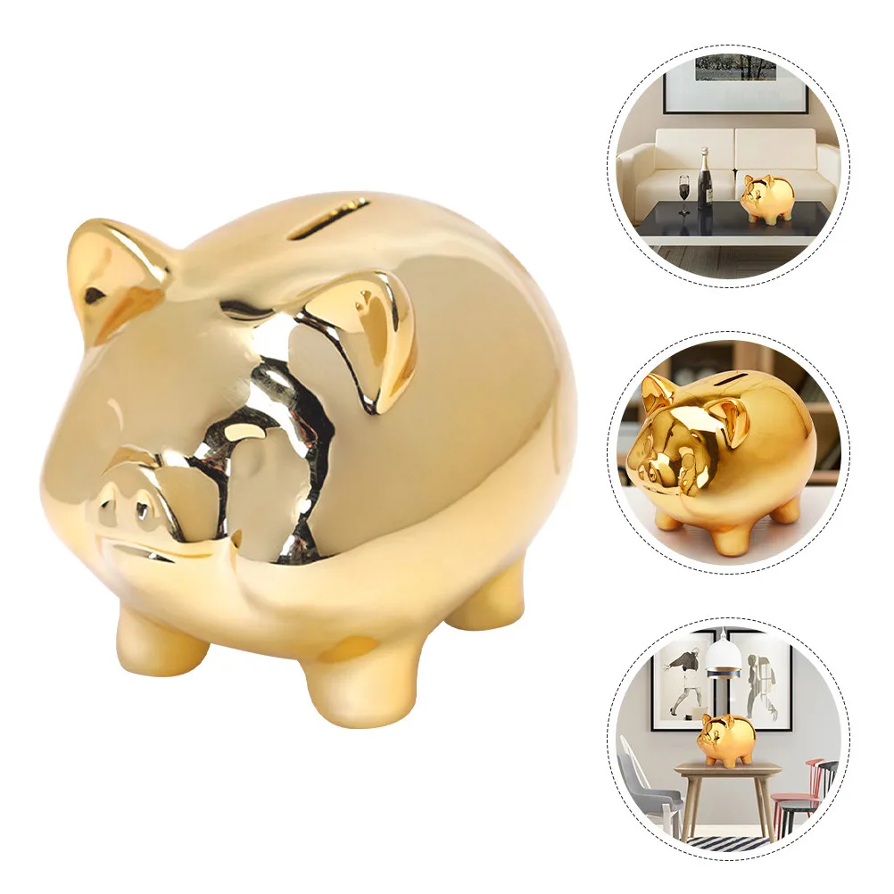Ceramic Piggy Bank Cute Adorable Pig Shaped Money Saving Box for Home Desktop Bookshelf Decor Birthday Gift Portable Coin Bank