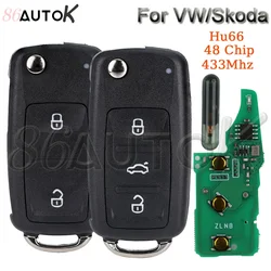 Car Keys for VW Passat Golf 4 5 6 Polo Beetle Eos Jetta Tiguan Rapid For Skoda Sedan 433MHz ID48 Hu66 Fob Flip Remote Key