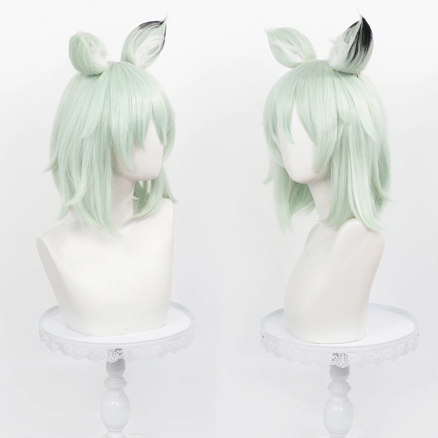 Anime Chainsmoker Cat Cos Wig Mint Green Short Hair Wig,Available With Or Without Cat Ears For Halloween Costume view 2