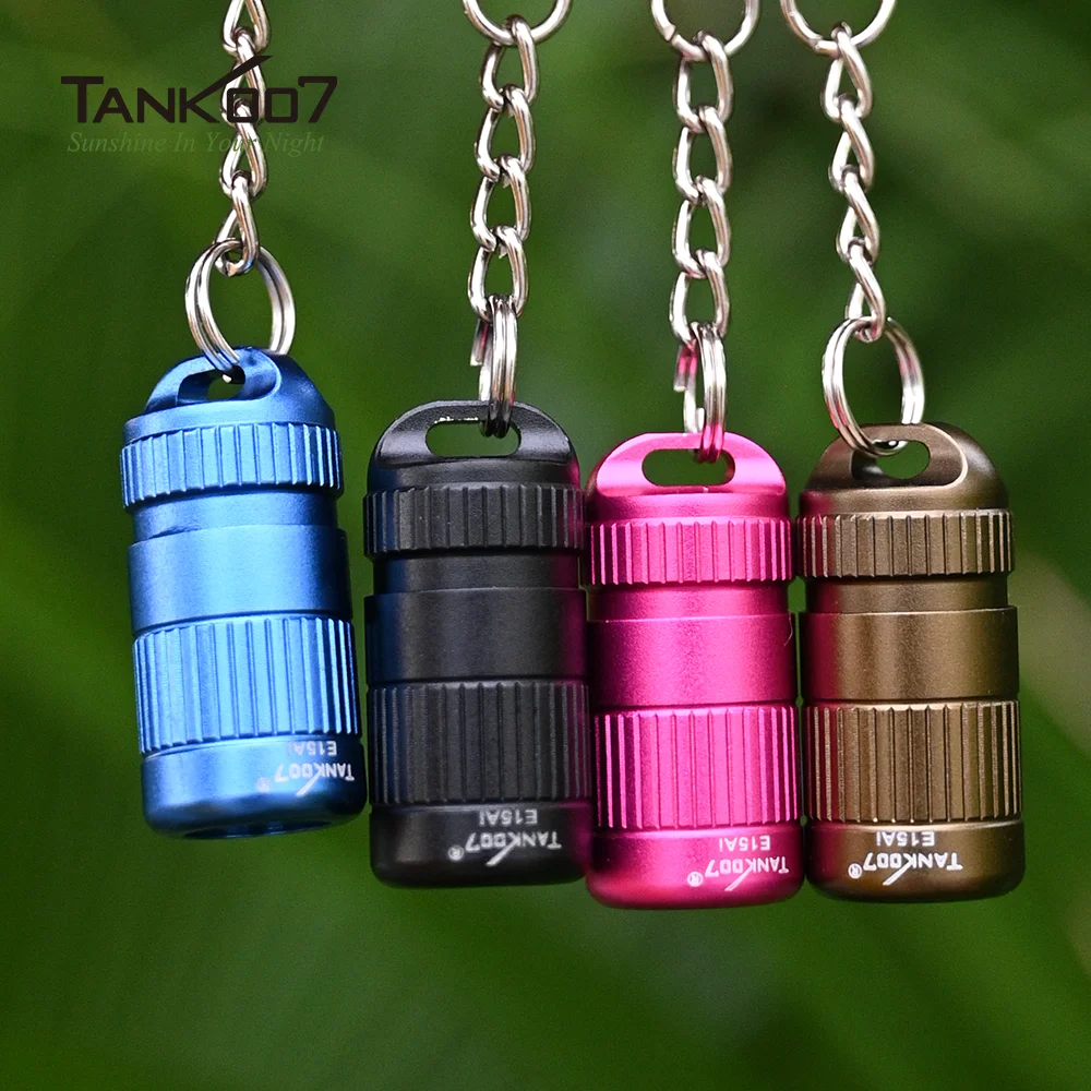 TANK007 E15 AI Outdoor EDC Mini 3W LED 100 Lumens Flashlight Keychain Torch Waterproof Button Cell Battery lightweight Portable