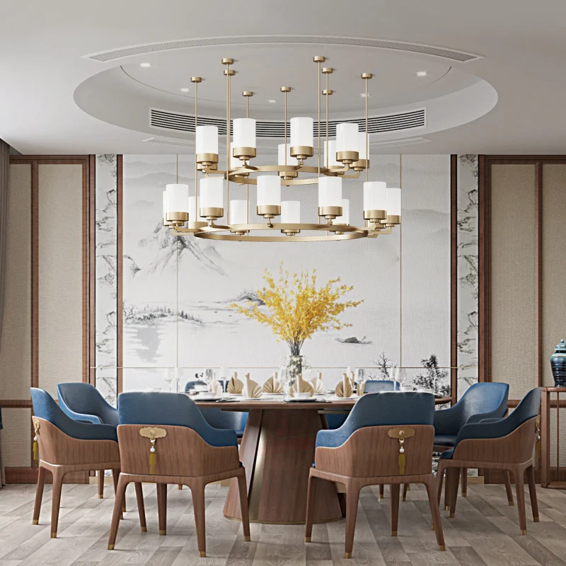 Modern simple room chandelier hotel lobby restaurant high-end private room villa duplex building custom new Chinese lamps