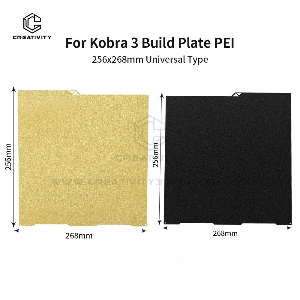 Double Side PEI Build Plate para impressora 3D Kobra 3 Combo, plataforma de cama texturizada, amarelo e preto, 268mm, 268mm