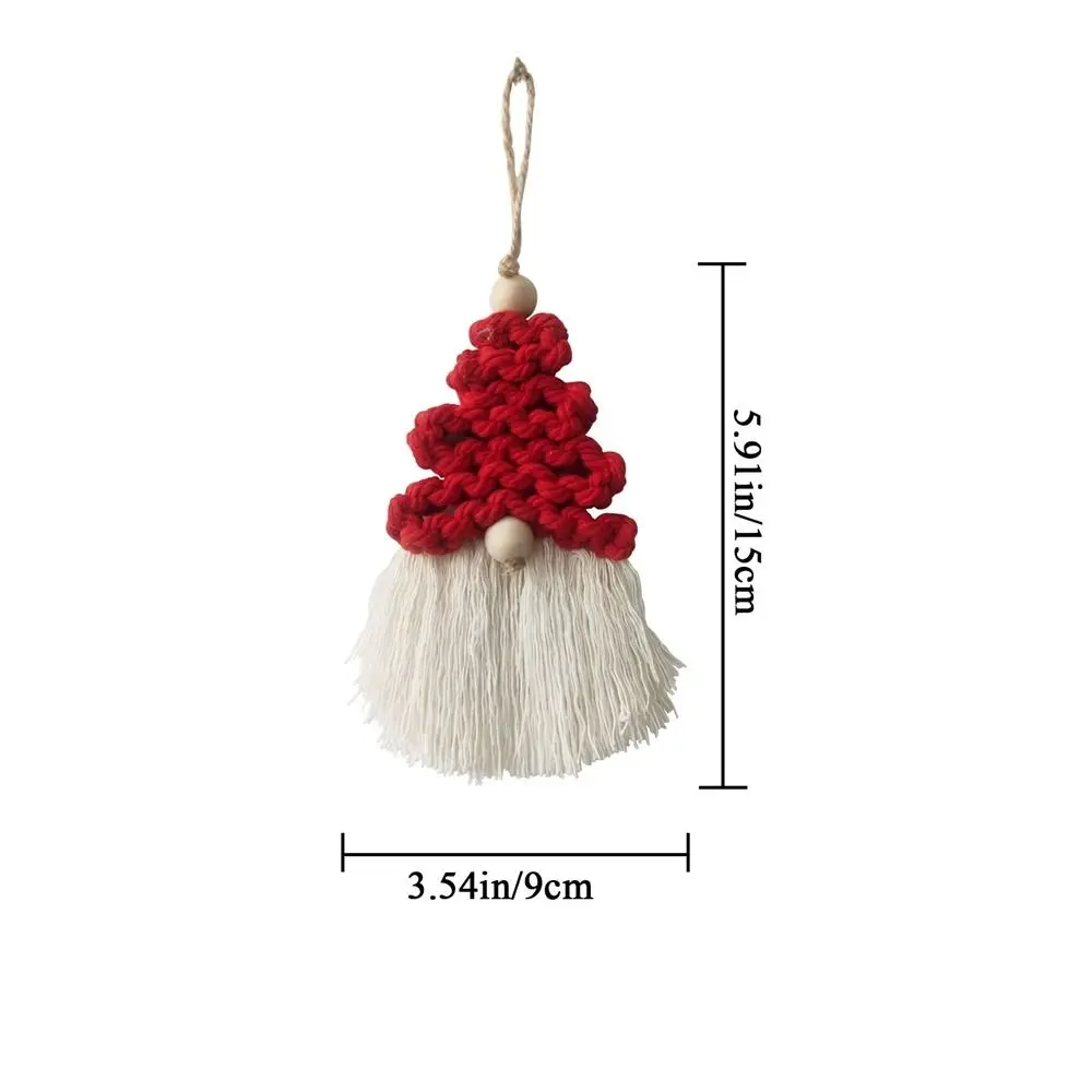 Macrame Christmas Tree Tassel Pendant Cotton Woven Handmade Handwoven Christmas Tree Pendant Decorative Santa Home