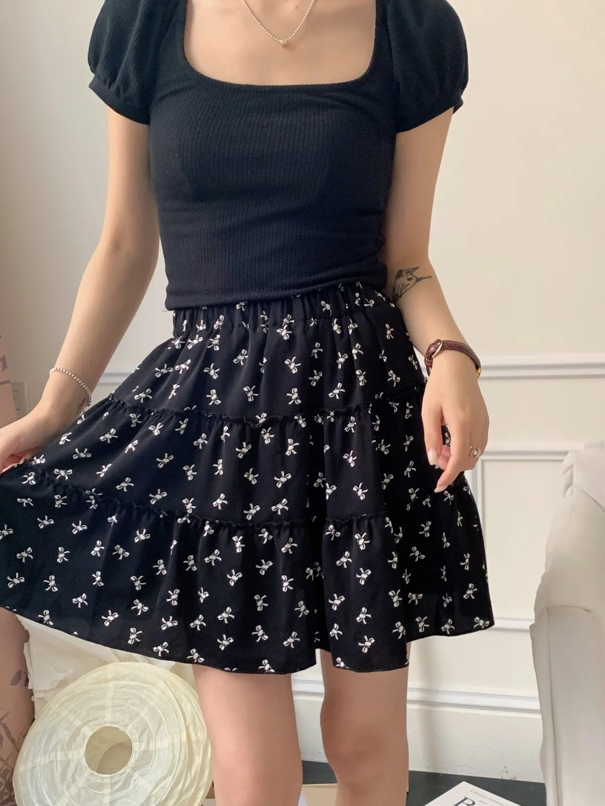 ZHISILAO New Floral Print Mini Skirt Women Casual High Waist A-line Skirt Summer 2024 Beach Wear Holiday