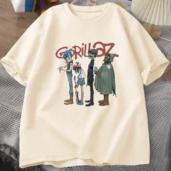 Music Band Gorillaz PUNK ROCK T Shirt Mężczyźni Kobiety Lato 90s O-neck Bawełniane koszulki z krótkim rękawem Odzież Vintage Y2K Odzież Tee