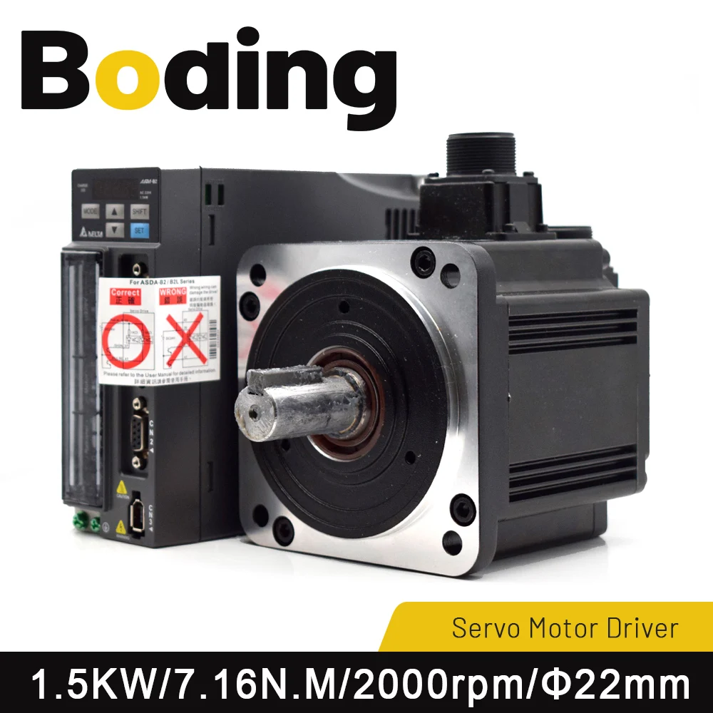 Boding Absolute Servo Motor 1.5kw B2 Series Asd-b2-1521-b Ecma-ea1315rs 3m Cable 7.16n.m 8.3a