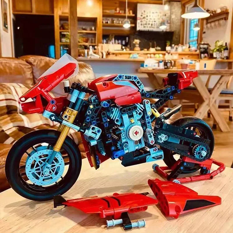 Technical Motorcycle Building Blocks para crianças, Ducatis Racing Car, Bricks Toys, Motorbike Vehicle Model, Presentes de Natal