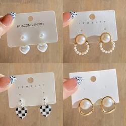 Fashion Heart Pearl Earrings For Women Girls 2024 Trendy Vintage Brincos Cute Flower Geometric Drop Earring pendientes mujer 귀걸이
