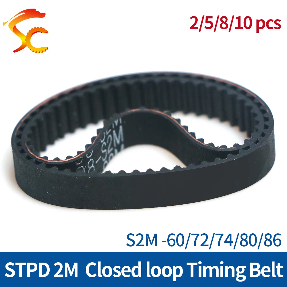 

S2M timing belt S2M-60/72/74/80/86 Teeth 30/36/37/40/43 width 3/6/9/10mm Rubber closed-loop S2M Belt