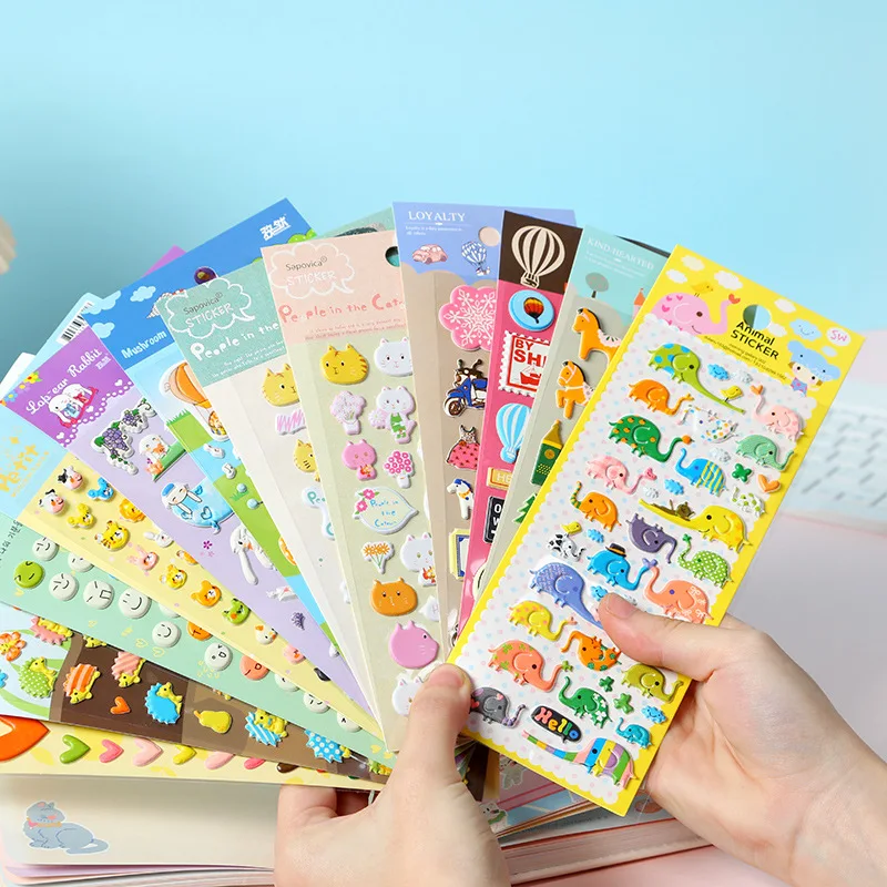 ملصقات قرطاسية كرتونية للأطفال ثلاثية الأبعاد فقاعة ثلاثية الأبعاد على شكل حيوانات صغيرة لرياض الأطفال هدية تعليمية مبكرة جميلة