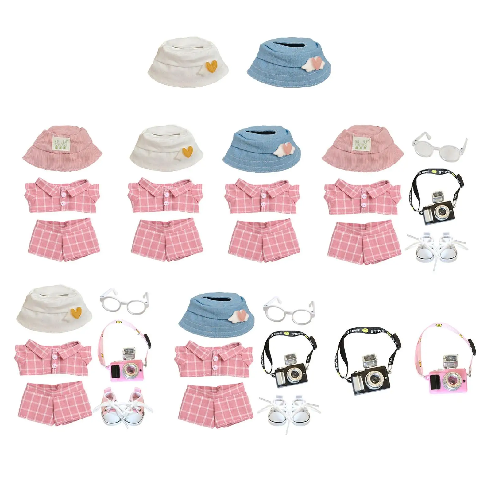 Plush Figure Wide Brim Hat Girl Doll Bucket Hat Stylish Hands on Flexibility Fashion Make Your Own Dolls for 17cm Plush Dolls