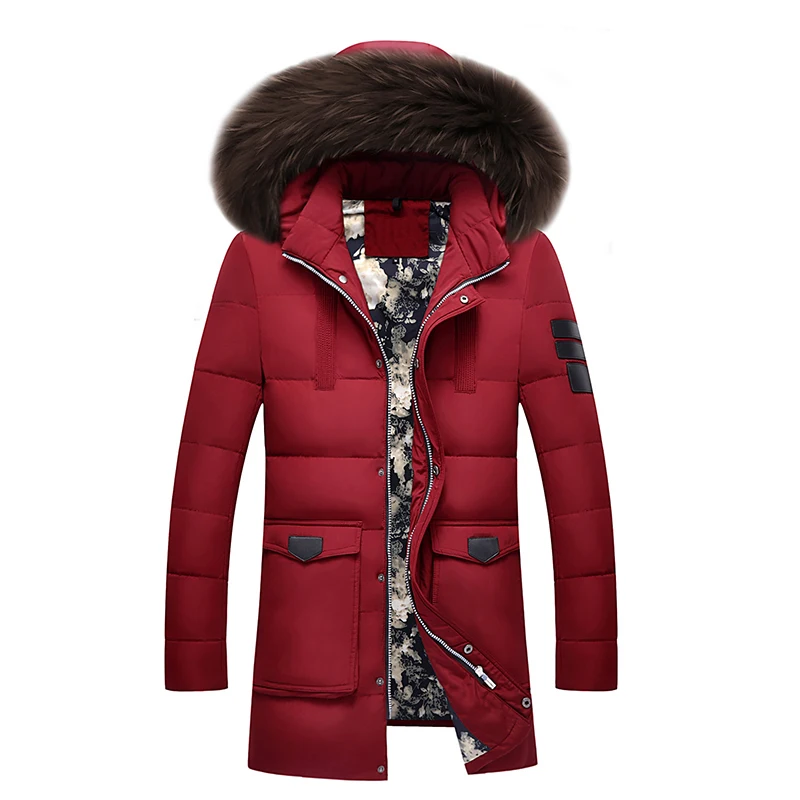 New brand down jacket 90%white duck down jacket coat winter warm coat casual men\'s down jacket natural fur collar hooded coat