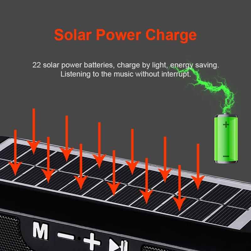 Портативный беспроводной Bluetooth-динамик с солнечной зарядкой, уличный сабвуфер
