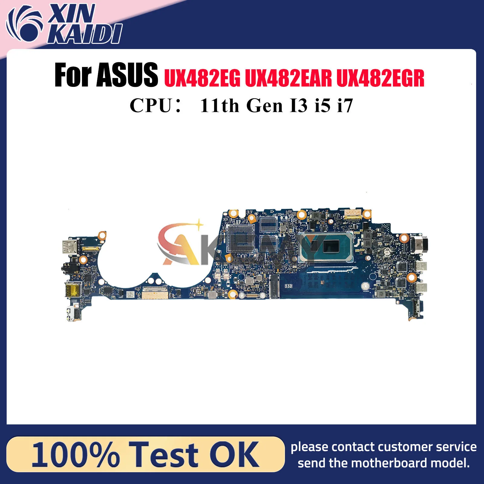 

Материнская плата UX482EAR для ноутбука ASUS UX482EA UX482E UX4100E BX482E BE482E UX482EAR UX482EGR UX482EG, материнская плата 11-го поколения I3 i5 i7