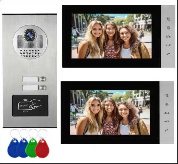 7 Inch IPS Screen 1V2 2MP 1080P Rifd Access Control  Wired Intercom Doorbell Video Door Phone   Visual Door Viewer Camera
