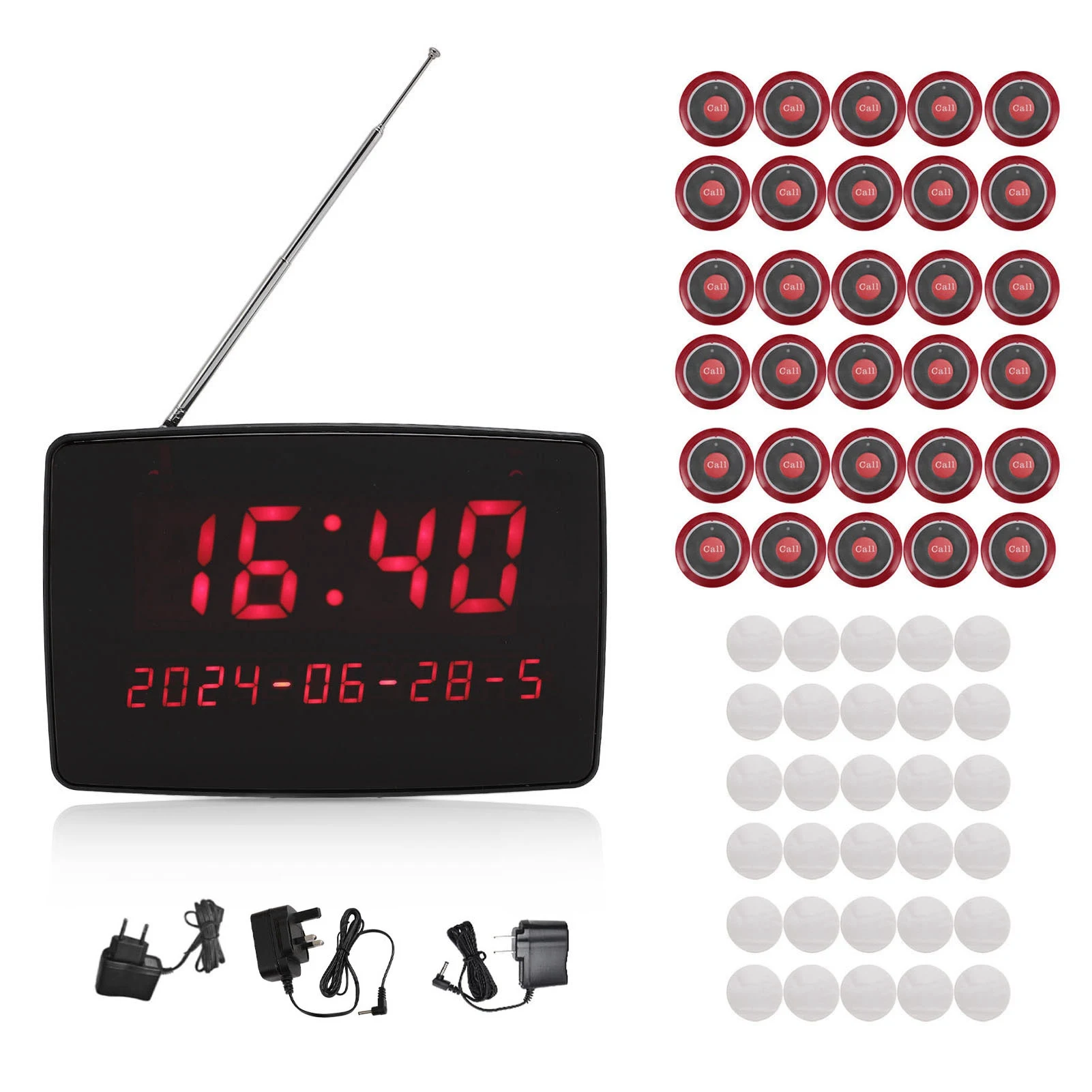 Wireless Calling System 1 Receiver Wireless Caregiver Pager System 30 Table Buttons High Sensitivity for Clinic for Hotel