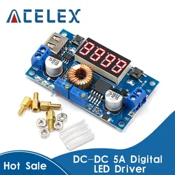 DC-DC 5A Digital LED Drive Lithum Battery Charger Module CC/CV USB Step Down Buck Converter With Voltmeter Ammeter