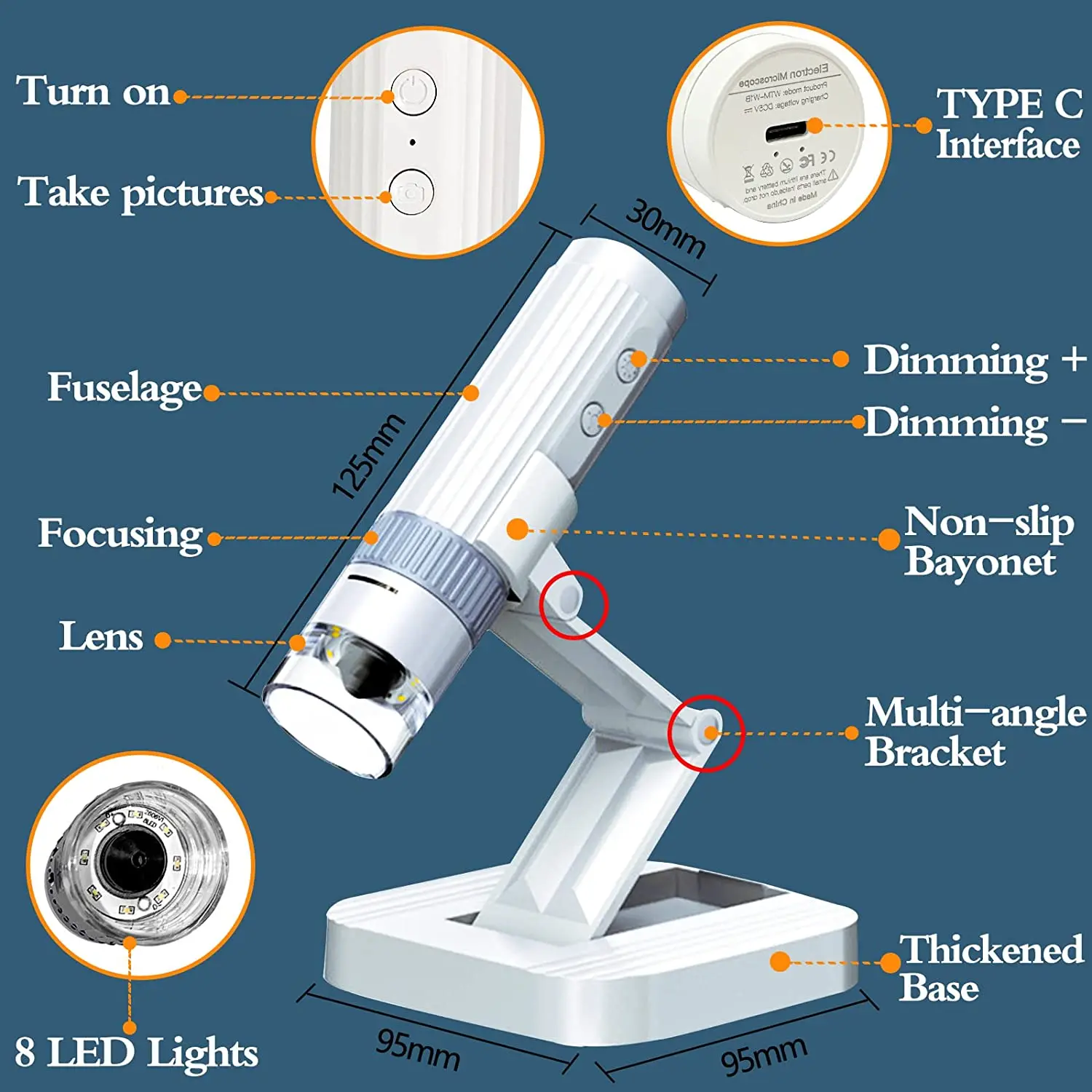 2023 microscopio digitale HD 1080P LED USB WiFi microscopio fotocamera per microscopio per telefono cellulare per strumenti di ispezione PCB per