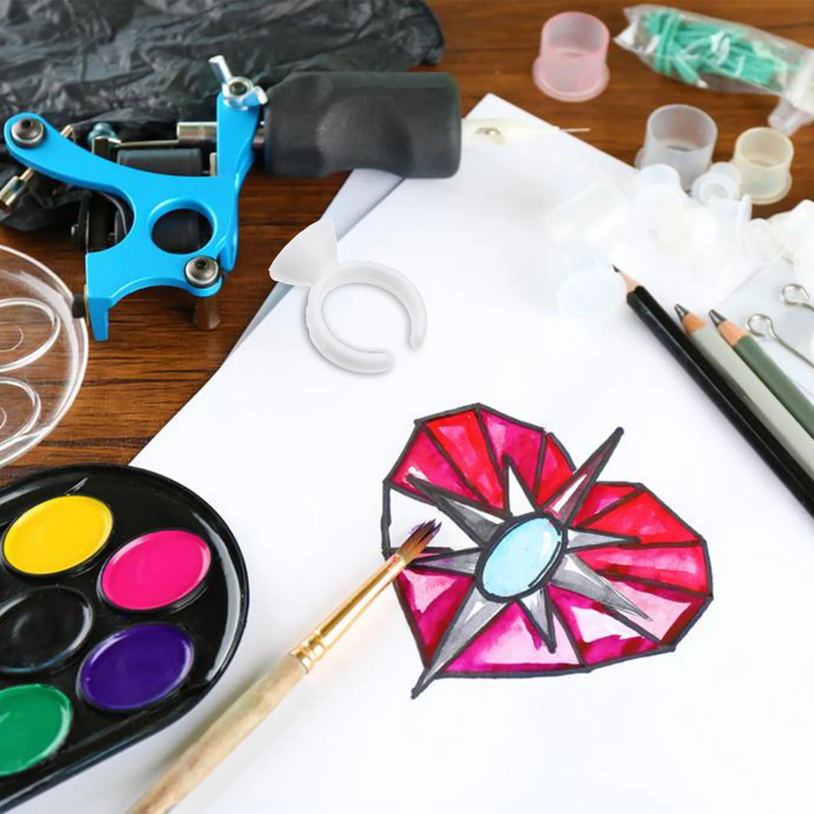 

100Pcs Plastic Disposable Glue Rings White Extension Holders Remover Primer Applicator Plastic Glue Rings