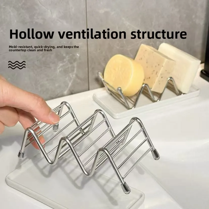 Bathroom Countertop Soap Holder Soap Storage Draining Rack & Kitchen Sponge Storage Rack Durable Easy to Clean Organizer
