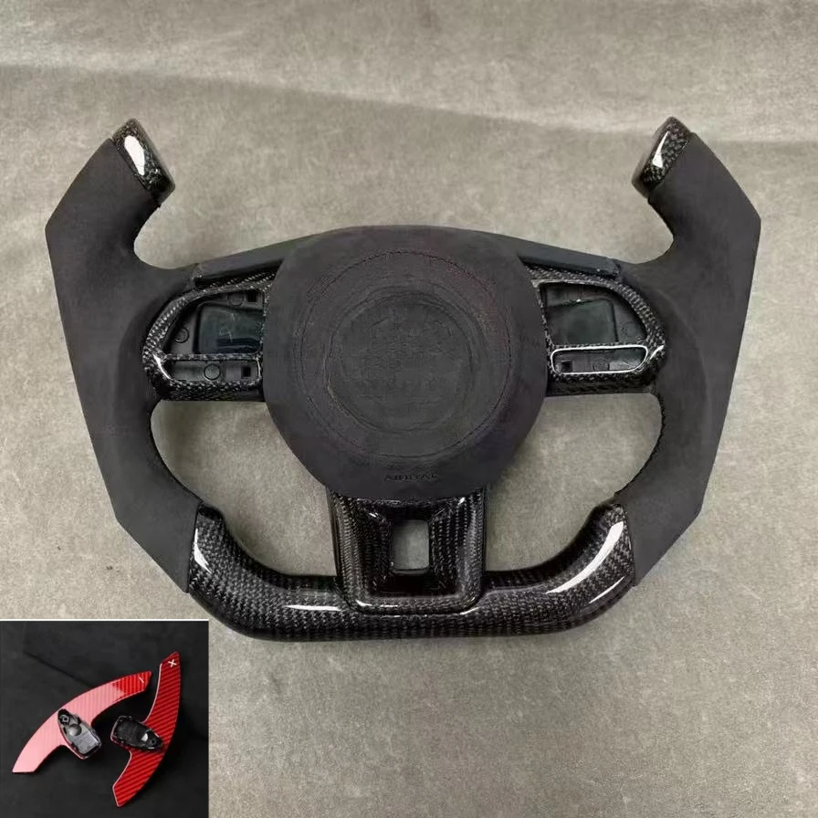 

Customized Black Markings and Green Circle Steering Wheel for MG GT Sport, As Well As Red Carbon Plated Shift Paddles