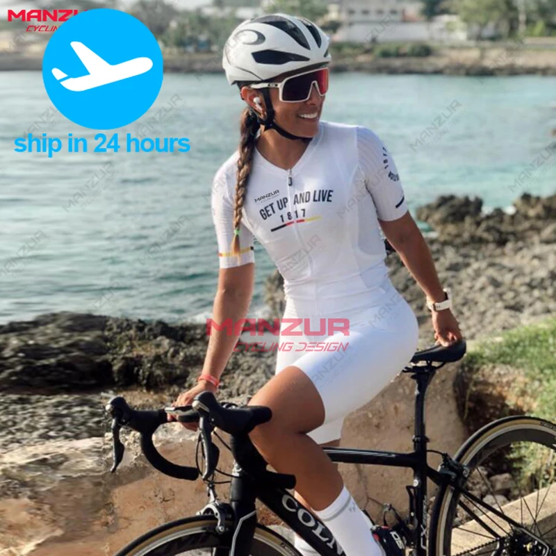 MANZUR Bermuda Cycling Feminina Set Feminino Fietskleding Dames Jumpsuit Women Clothing White Women's Sets Summer Bodysuit