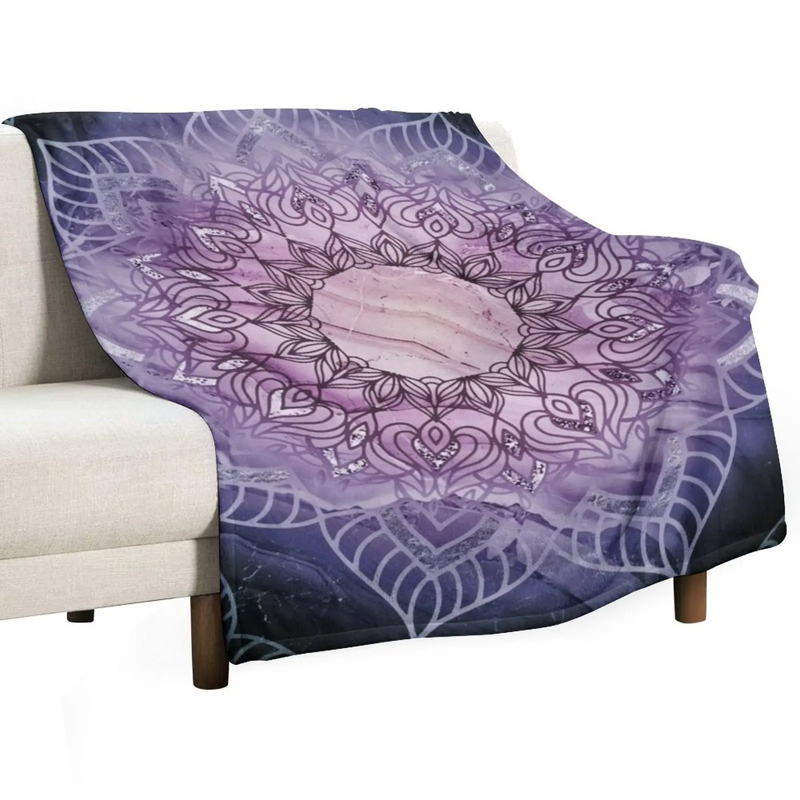 

Stylish Mandala in Teal and Purple Throw Blanket For Decorative Sofa Soft Plaid Stuffeds Cute Blankets