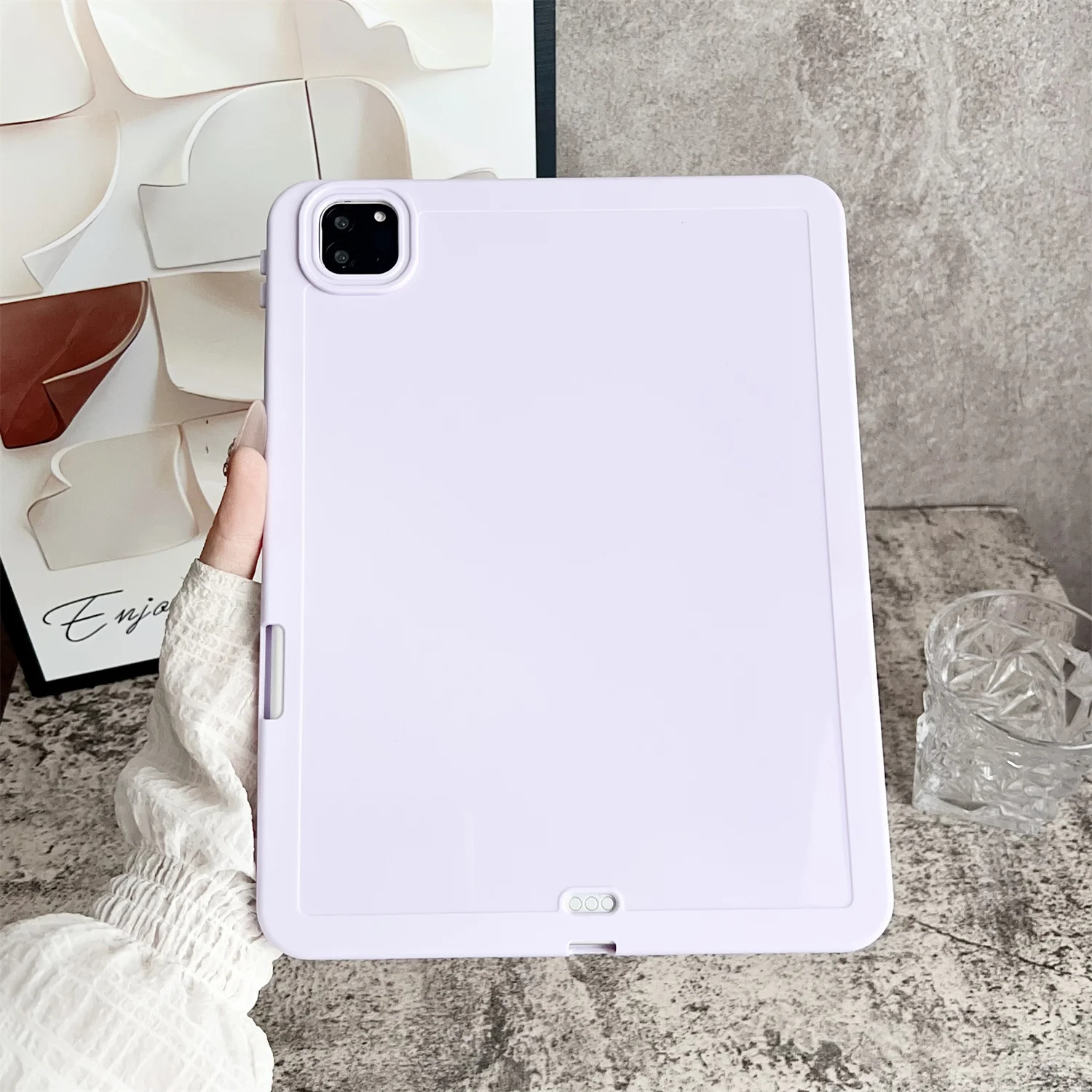 

Чехол для планшета iPad Pro 11 (2022) / (2021) (2020), однотонный чехол из ТПУ с подставкой для карандашей - фиолетовый