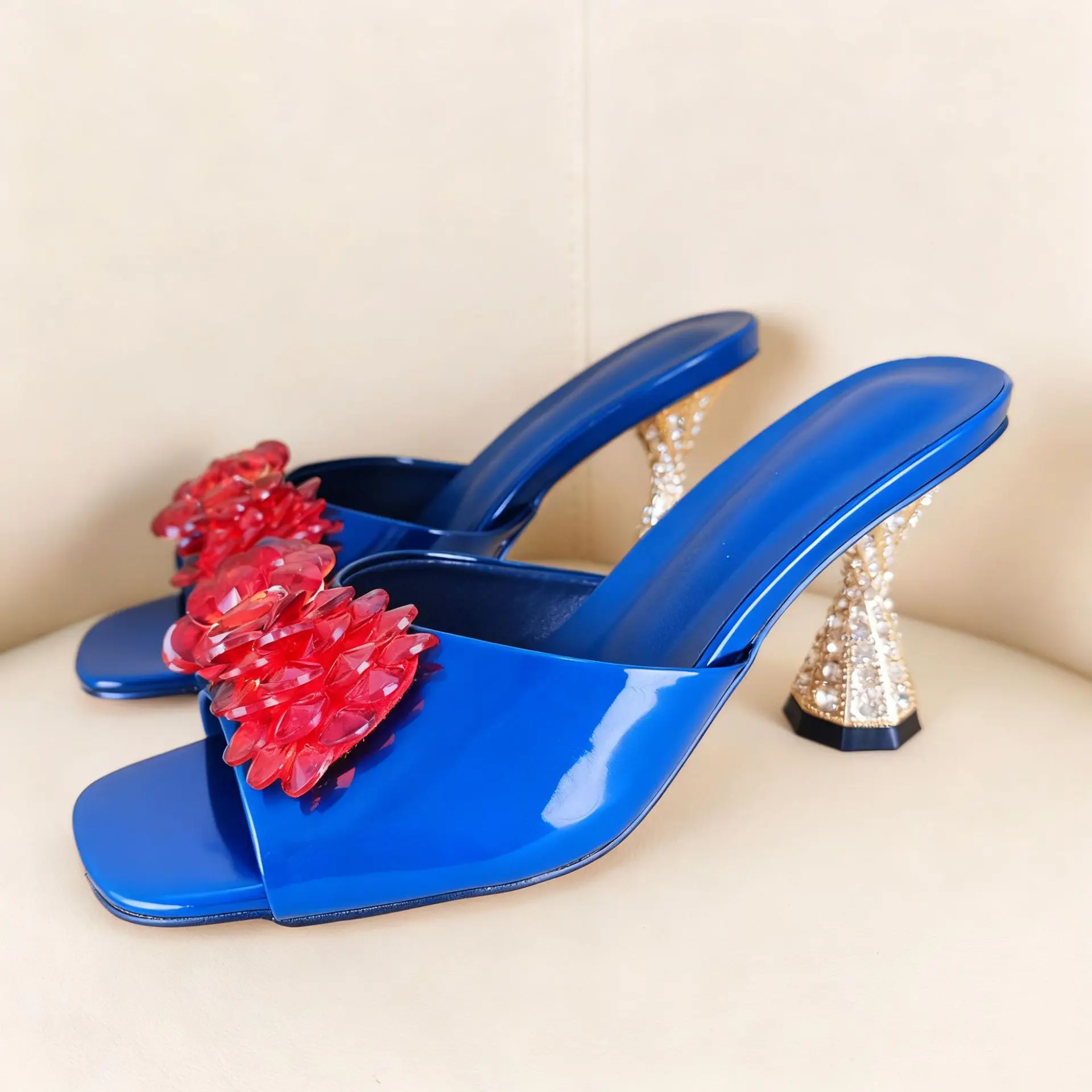 

Independent station Ebay personality women's sandals Mules rhinestones and Sandals slippers