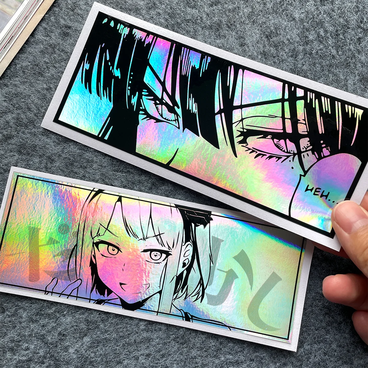 JDM Anime Mädchen Aufkleber Laser Regenbogen Auto Fenster Windschutzscheibe Motorrad Körper Moto Helm Vinyl Dekoration Zubehör Aufkleber