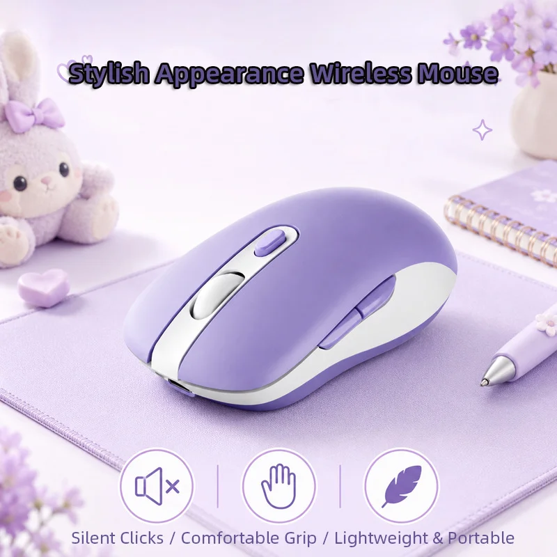 2.4G Bluetooth Daul-mode Mouse Rechargeable 3 Levels DPI Low Noise Button Light Weight Portable For Samll Hand Office Use