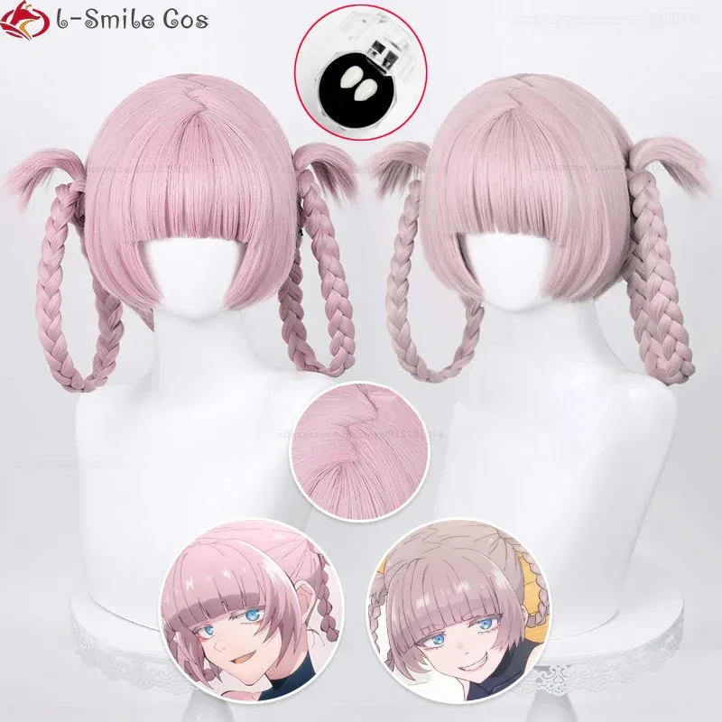 2025 Anime Yofukashi no Uta Nanakusa Nazuna Light Pink Cosplay Heat Resistant Perucas Synthetic Hair + Wig Cap