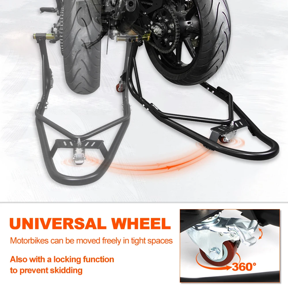 Motorcycle Steel Rear Wheel Support Stand Universal Motorcycle Rear Lift Stand Wheel Support Kickstand Frame Tire Repair Tool view 6