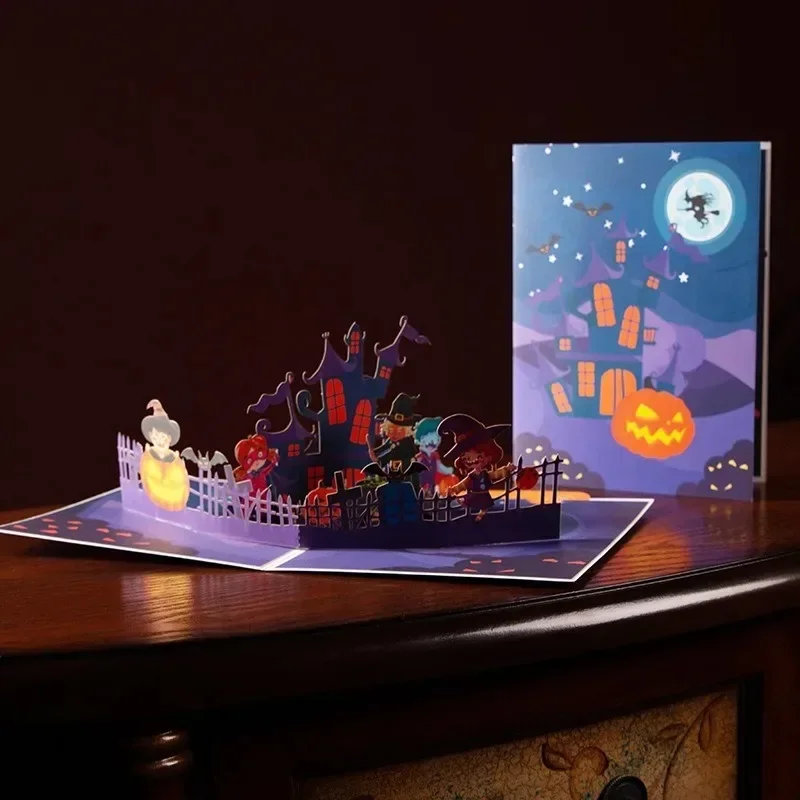 Halloween 3D Pop Up Card with Envelope Handmade Greeting Card Pumpkin Design for Kids Christmas Thanksgiving Party